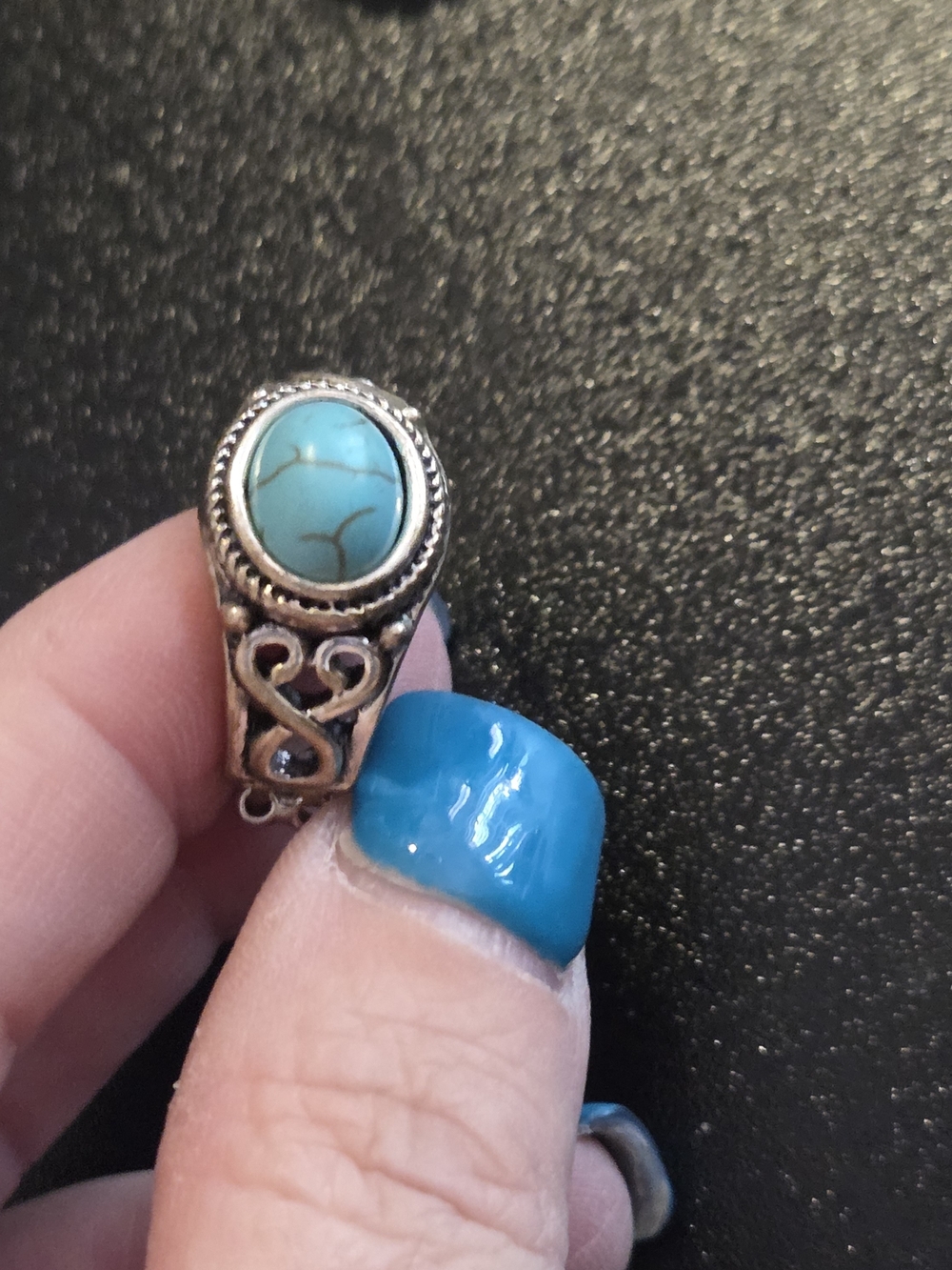 paparazzi Turquoise Stone Silver-Tone Filigree Ring
